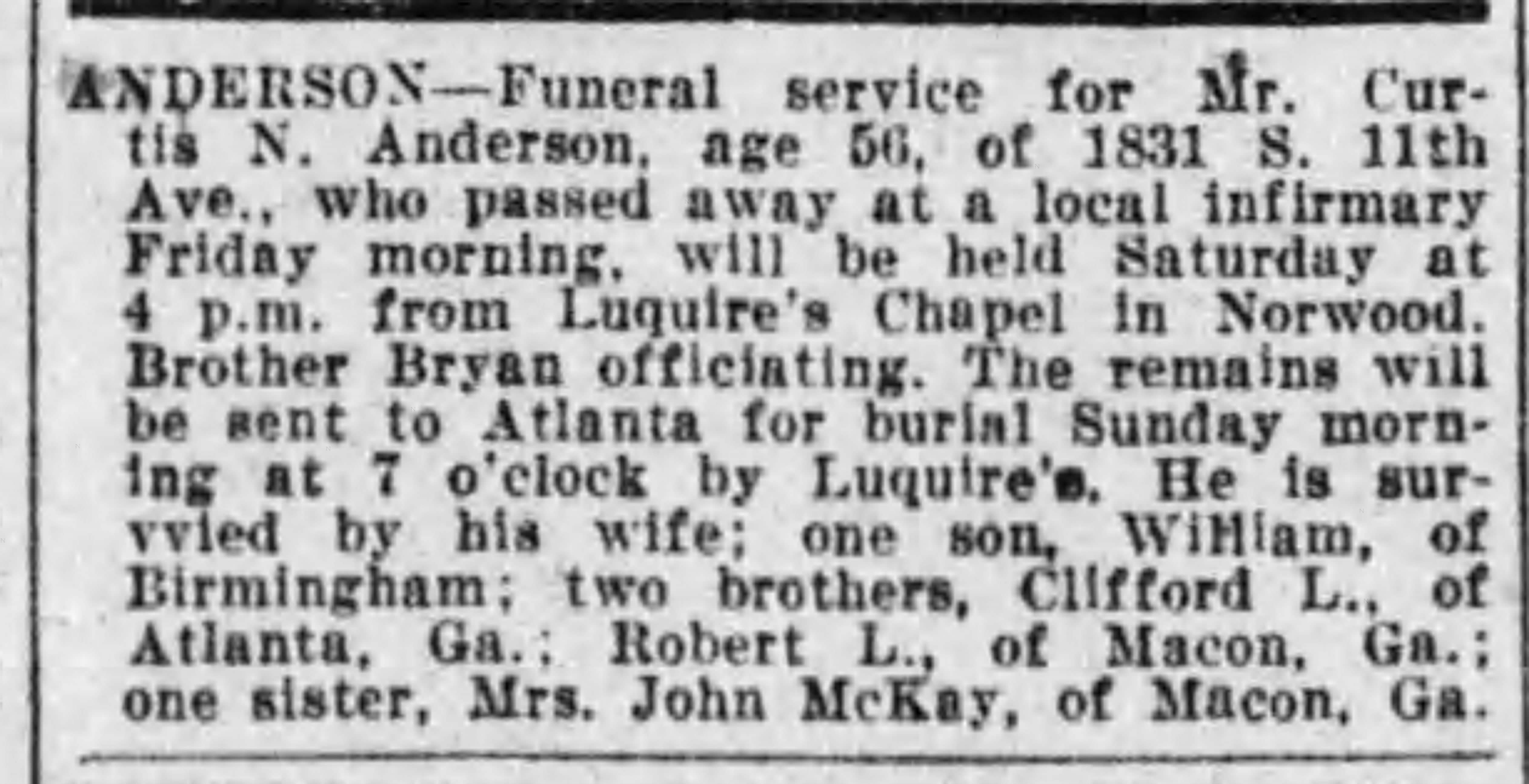 Curtis N. Anderson obituary